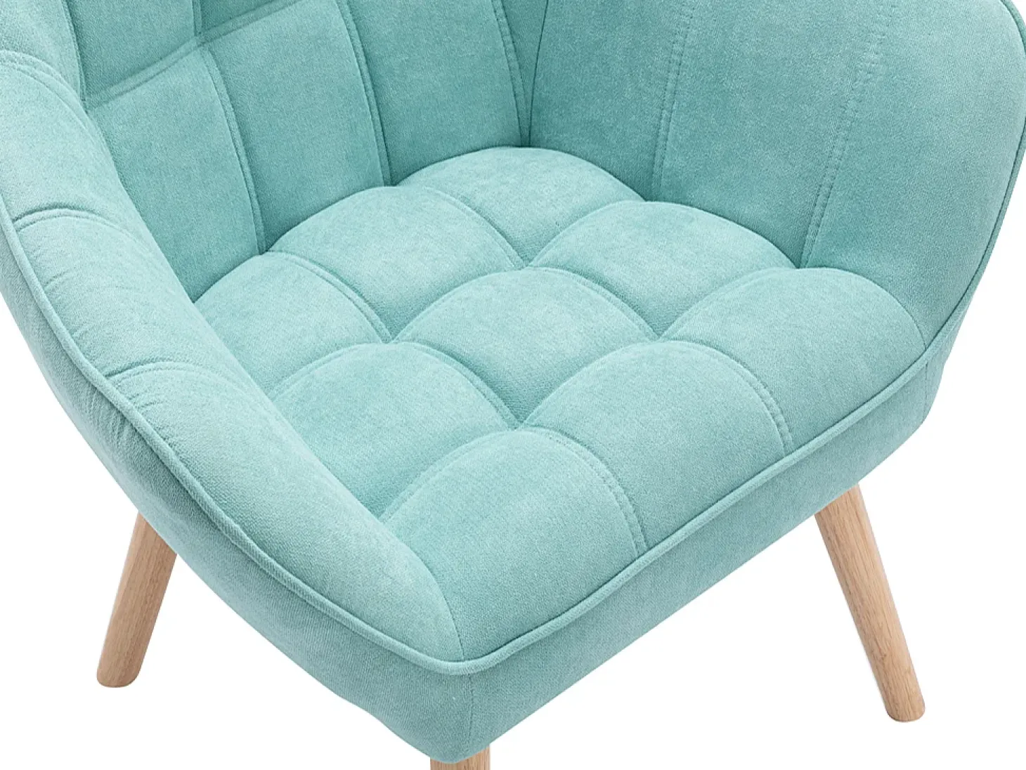 Sillón de tela verde agua acolchado. Estilo escandinavo. CASERTA