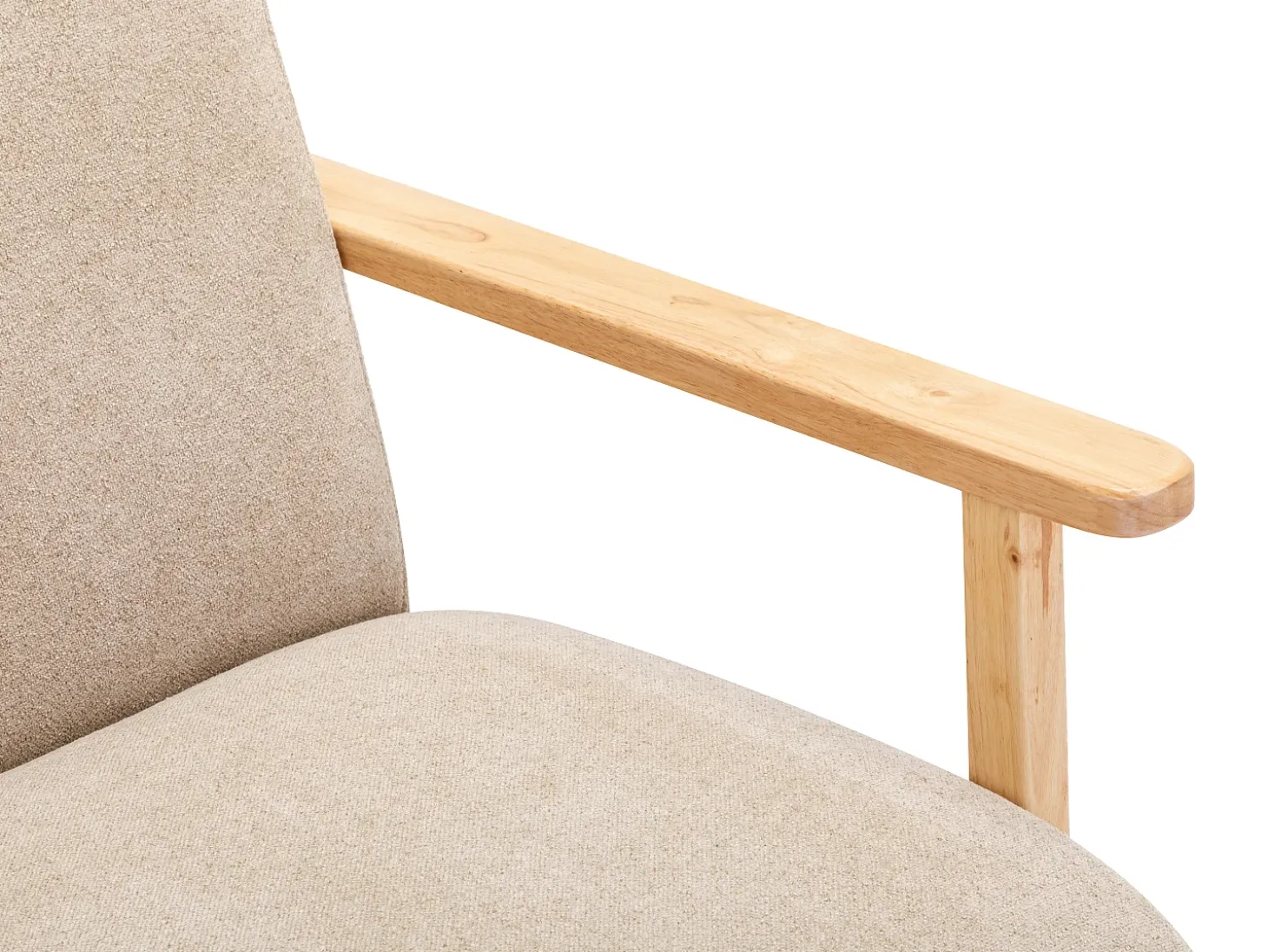 Sillón de tela y madera beige. Estilo contemporáneo. JULOMO