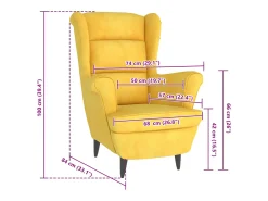Sillón de terciopelo amarillo mostaza