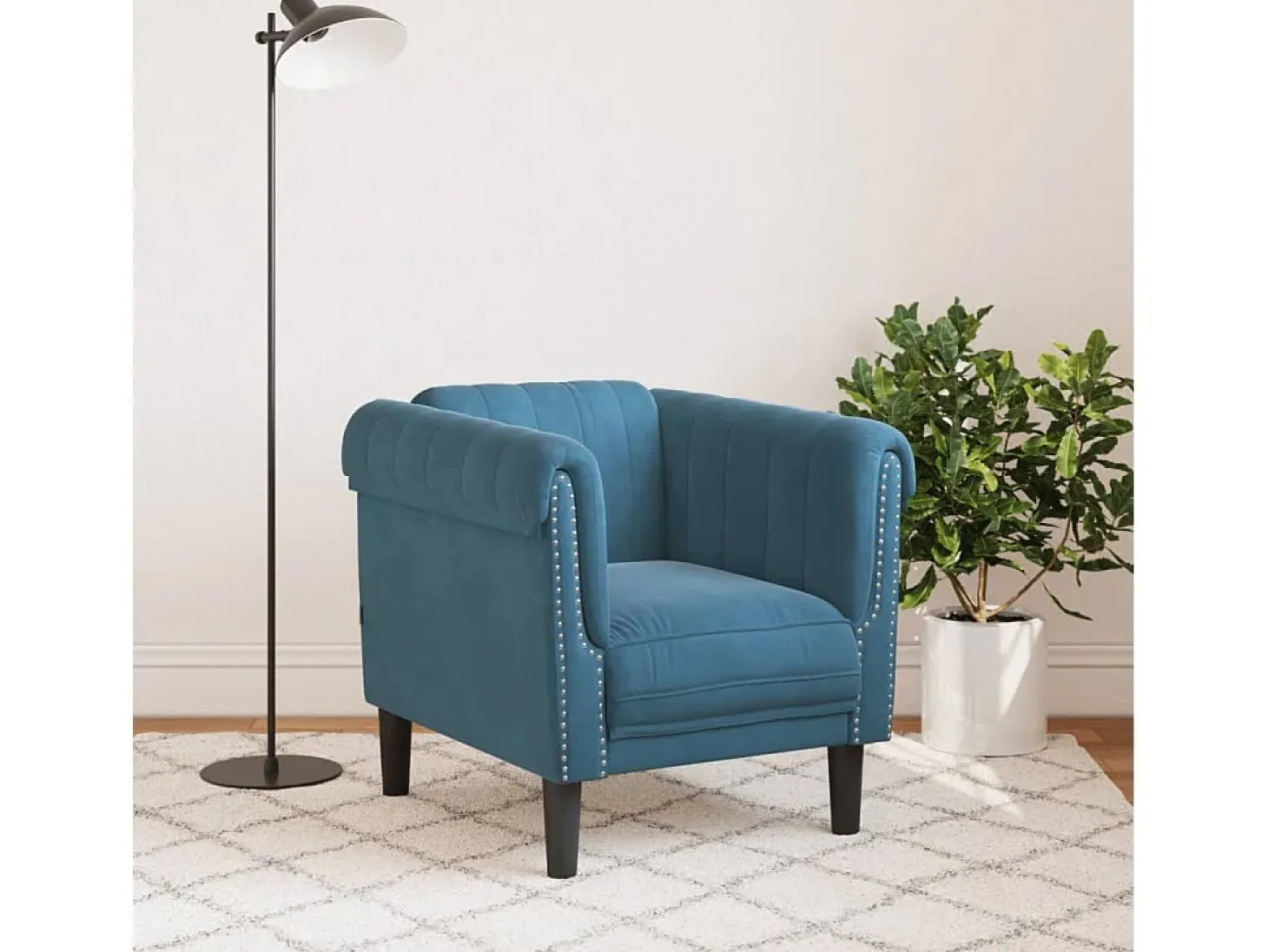 Sillón de terciopelo azul