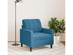 Sillón de terciopelo azul de 60 cm