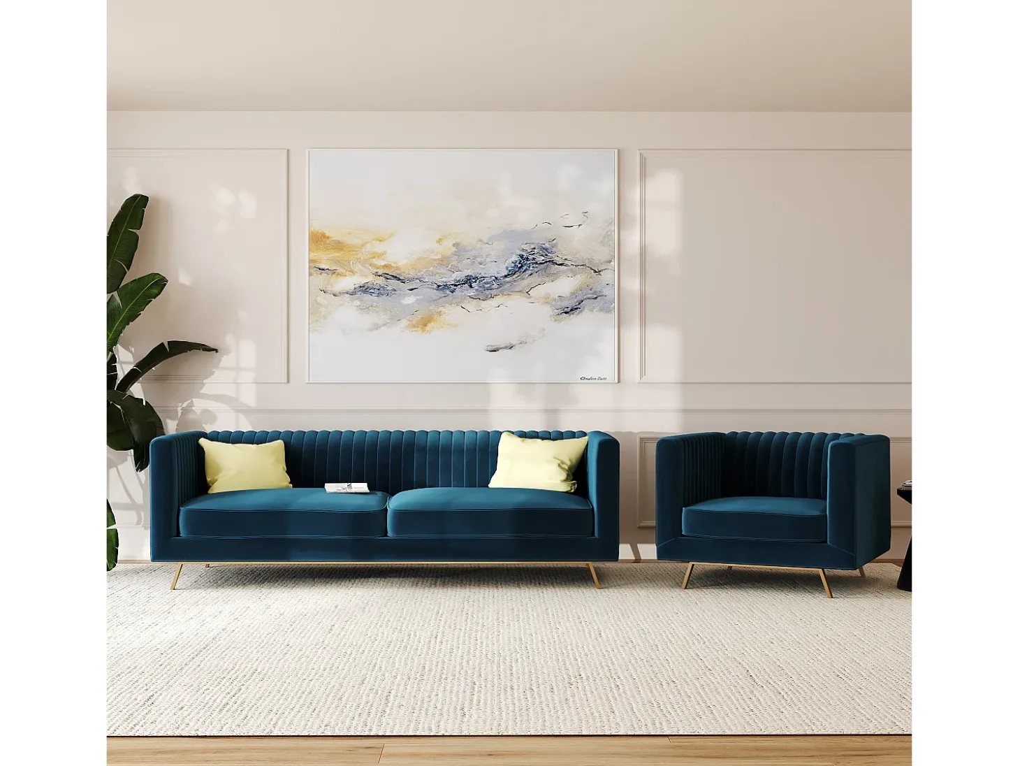 Sillón de terciopelo azul oscuro - Gatsby