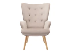Sillón de terciopelo beige capitoné. Estilo escandinavo. VATELY