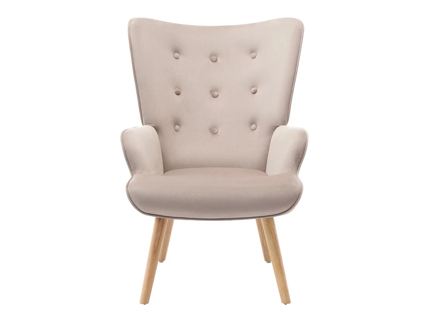 Sillón de terciopelo beige capitoné. Estilo escandinavo. VATELY