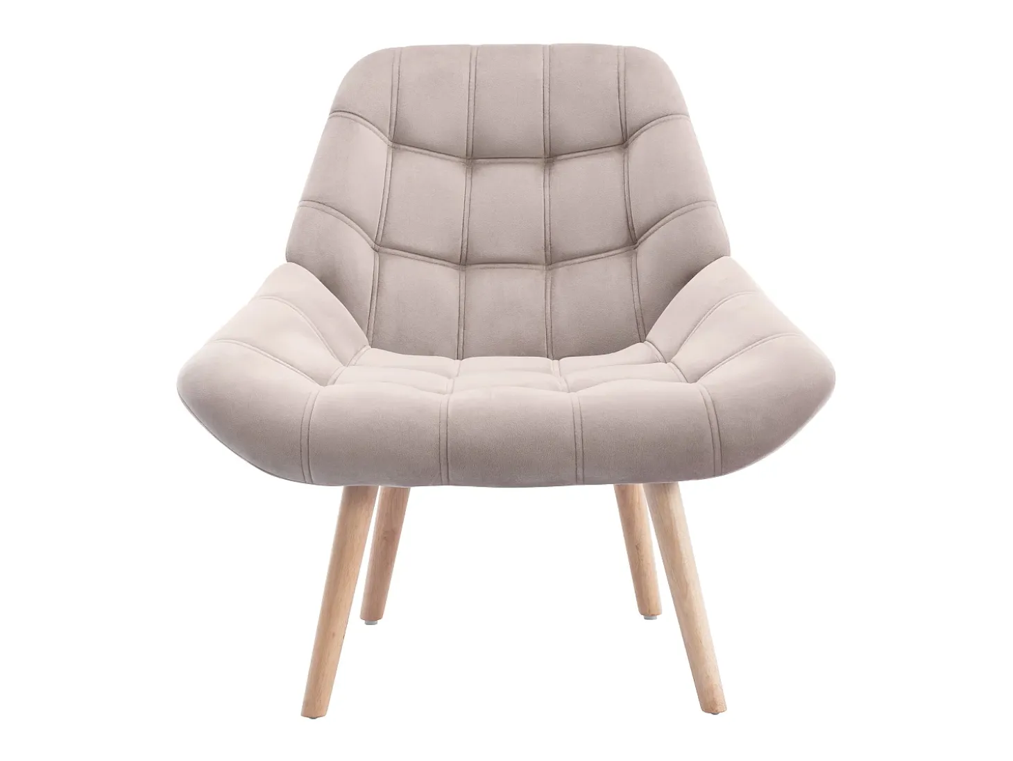 Sillón de terciopelo beige estilo escandinavo capitoné LUOSTO
