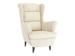 Sillón de terciopelo blanco crema