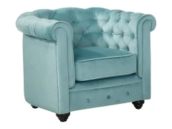 Sillón de terciopelo color azul pastel CHESTERFIELD