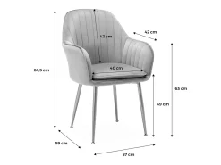 Sillón de terciopelo con patas de metal blanco roto