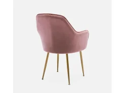 Sillón de terciopelo con patas de metal rosa viejo