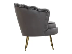 Sillón de terciopelo "Floria" - 75 x 68 x 77,5 cm - Gris
