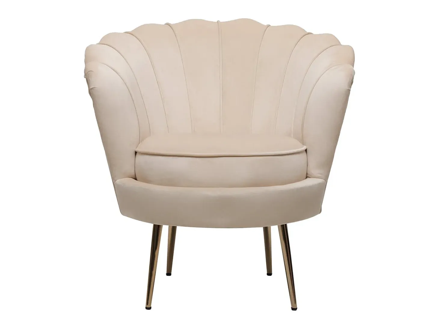 Sillón de terciopelo "Floria" - 75 x 68 x 77,5cm - Beige