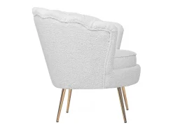 Sillón de terciopelo "Floria" - 75 x 68 x 77,5 cm - Blanco