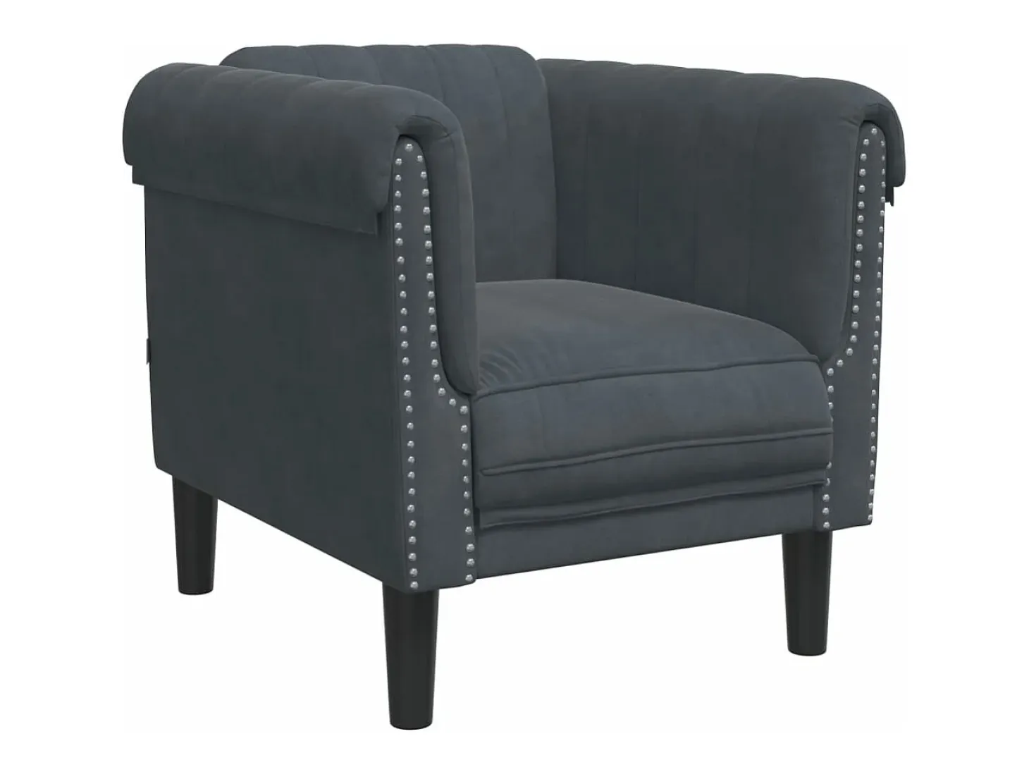 Sillón de terciopelo gris oscuro