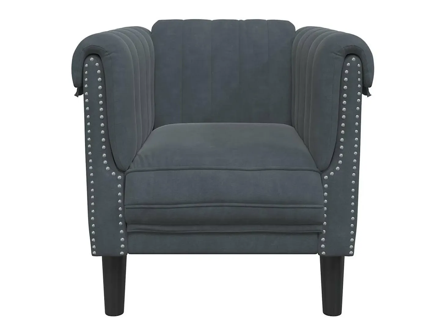 Sillón de terciopelo gris oscuro