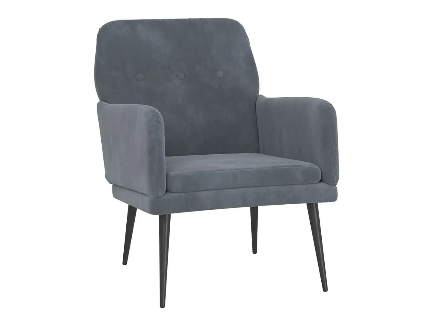 Sillón de terciopelo gris oscuro 62x79x79 cm
