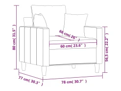 Sillón de terciopelo gris oscuro 60 cm