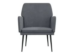 Sillón de terciopelo gris oscuro 62x79x79 cm