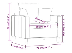 Sillón de terciopelo marrón 60 cm