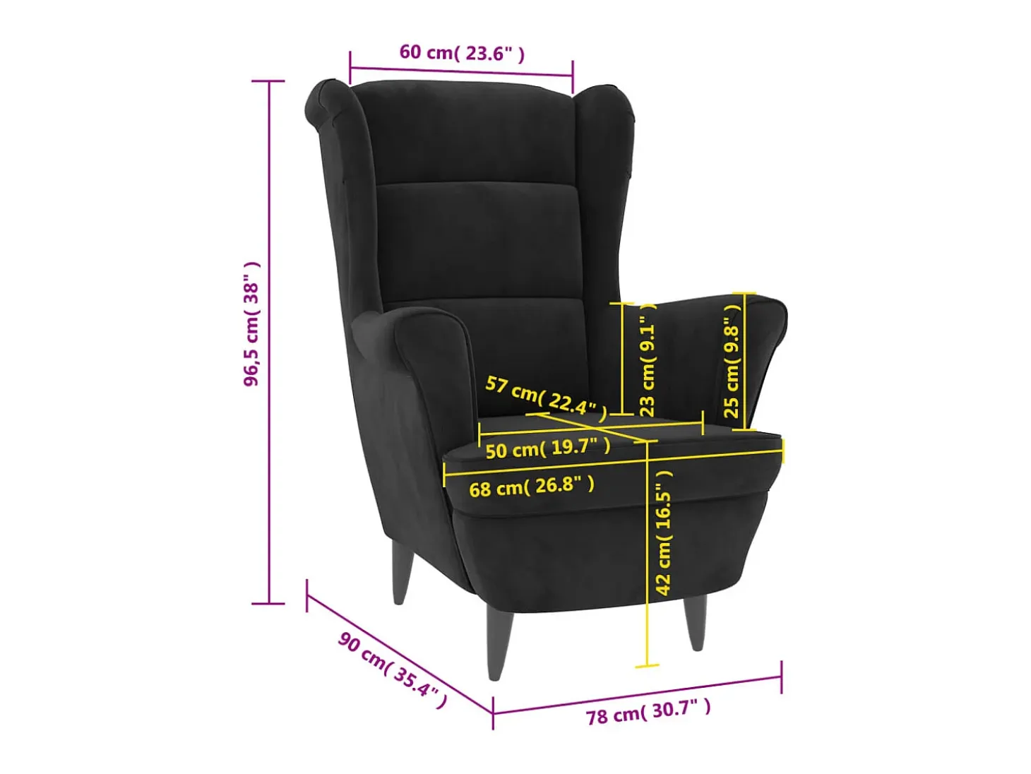 Sillón de terciopelo negro
