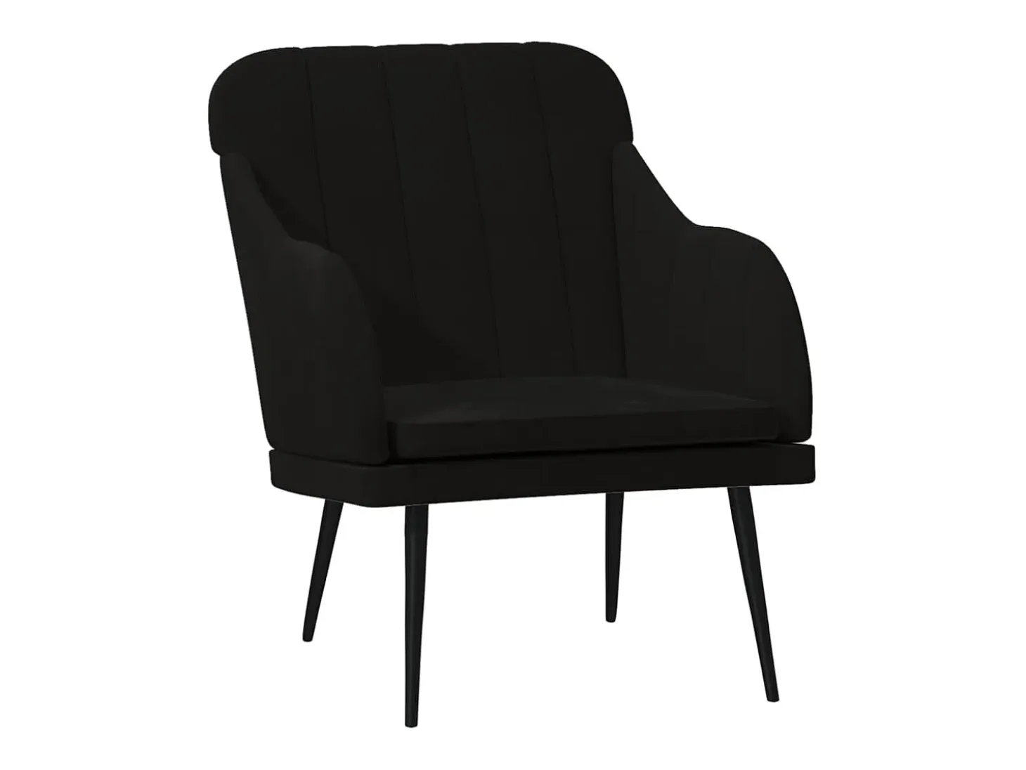 Sillón de terciopelo negro 63x76x80 cm