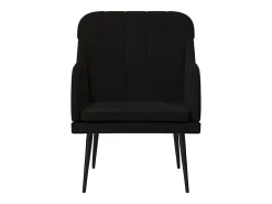 Sillón de terciopelo negro 63x76x80 cm