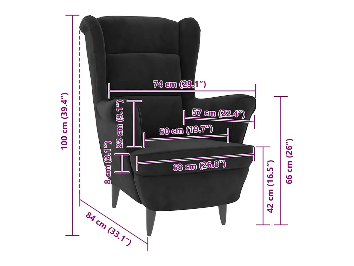 Sillón de terciopelo negro
