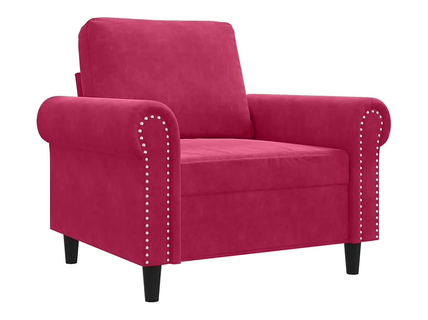 Sillón de terciopelo rojo tinto 60 cm