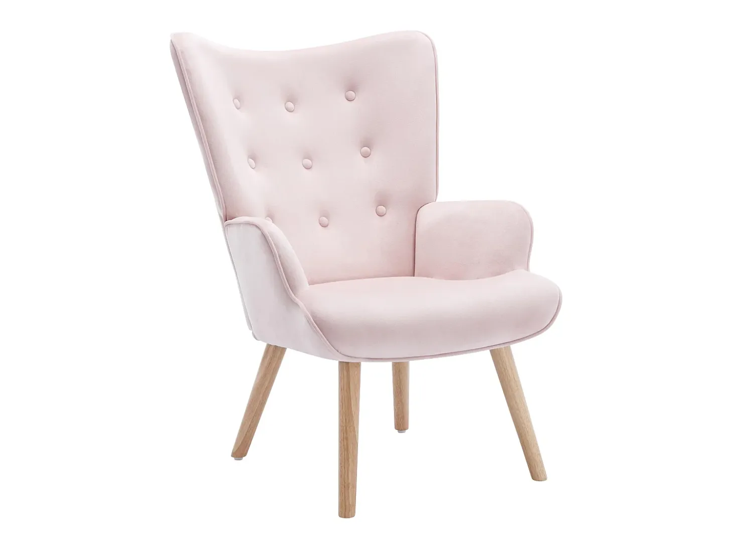 Sillón de terciopelo rosa de estilo escandinavo VATELY