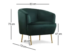 Sillón de terciopelo verde DAVIS - Patas doradas - Cómodo y elegante