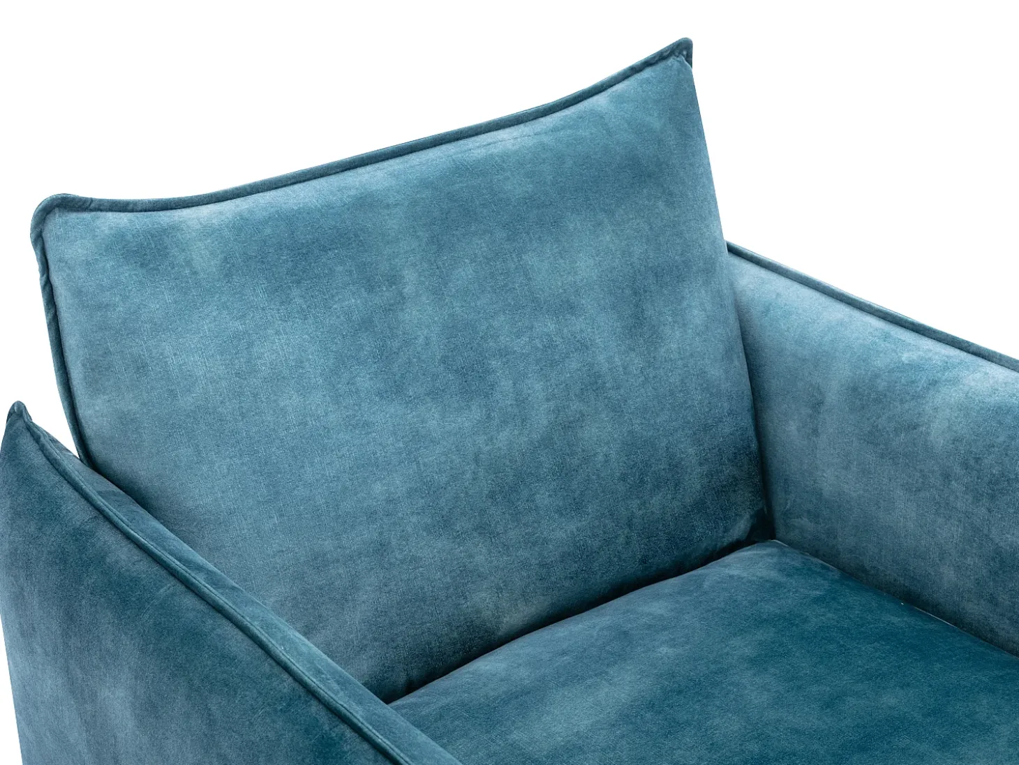 Sillón de terciopelo verde azulado estilo contemporáneo patas de metal negros JOEL
