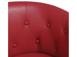 Sillón diseño de cubo con reposapiés cuero sintético rojo tinto