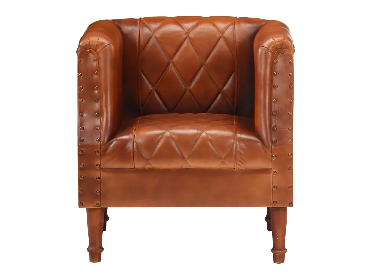 Sillón diseño de cubo cuero de cabra auténtico marrón