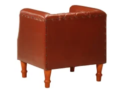 Sillón diseño de cubo cuero de cabra auténtico marrón