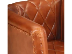 Sillón diseño de cubo cuero de cabra auténtico marrón