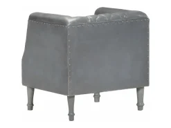 Sillón diseño de cubo cuero de cabra auténtico gris