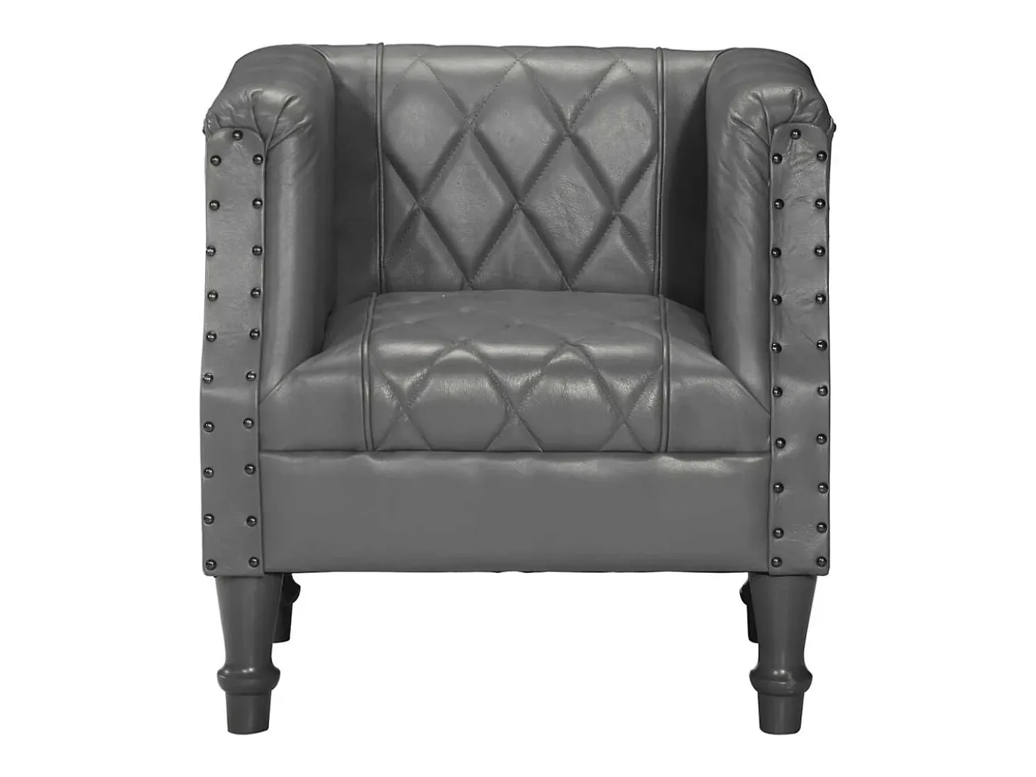 Sillón diseño de cubo cuero de cabra auténtico gris