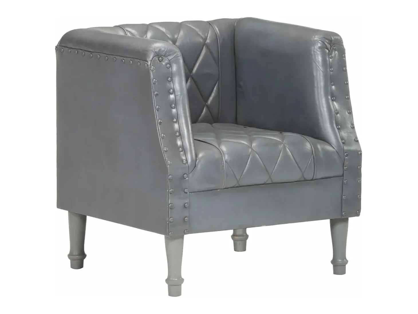 Sillón diseño de cubo cuero de cabra auténtico gris
