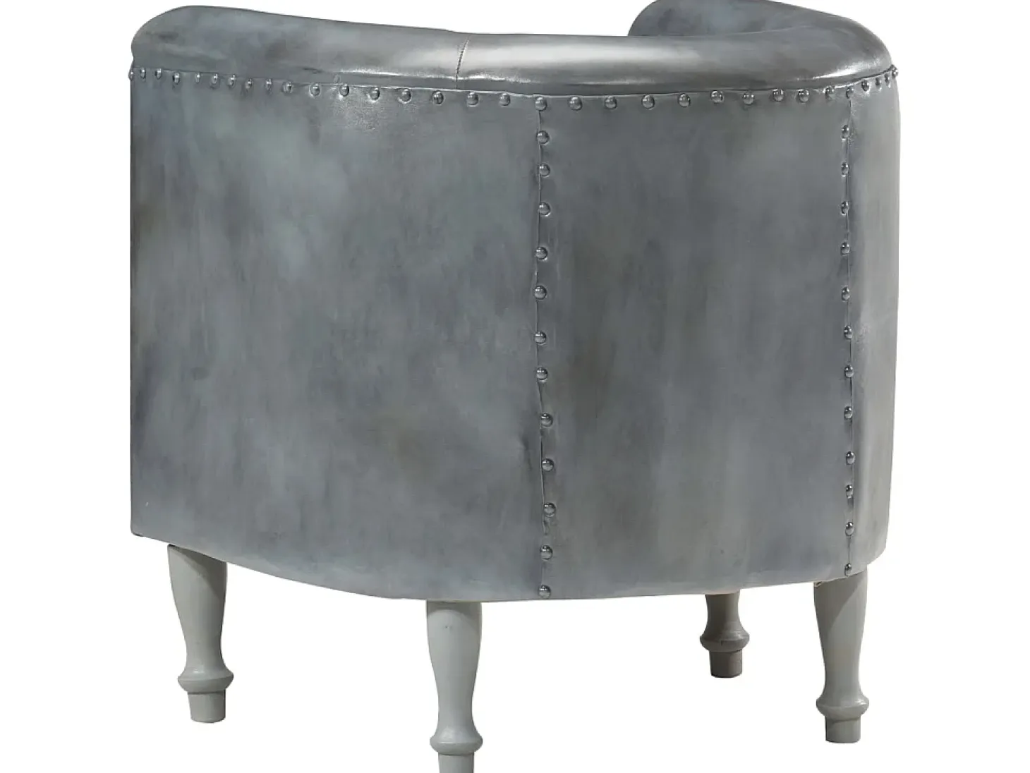 Sillón diseño de cubo cuero auténtico gris ES28578