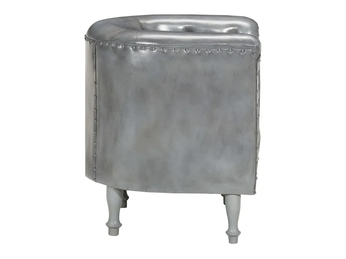 Sillón diseño de cubo cuero auténtico gris ES28578