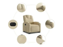 Sillón eléctrico reclinable elevable de tela color crema