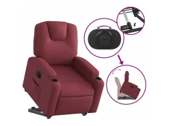 Sillón eléctrico reclinable elevable de tela rojo tinto