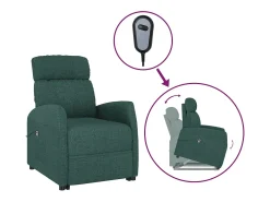 Sillón elevable tela verde oscuro