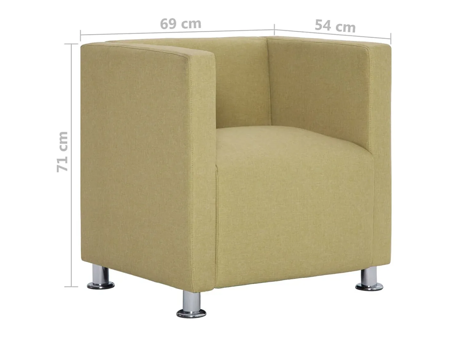 Sillón en forma de cubo de tela verde