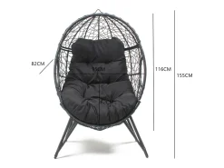Sillón en forma de huevo resina efecto de ratán negro JANE