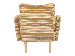 Sillón en tejido bouclé amarillo mostaza - Patas de madera