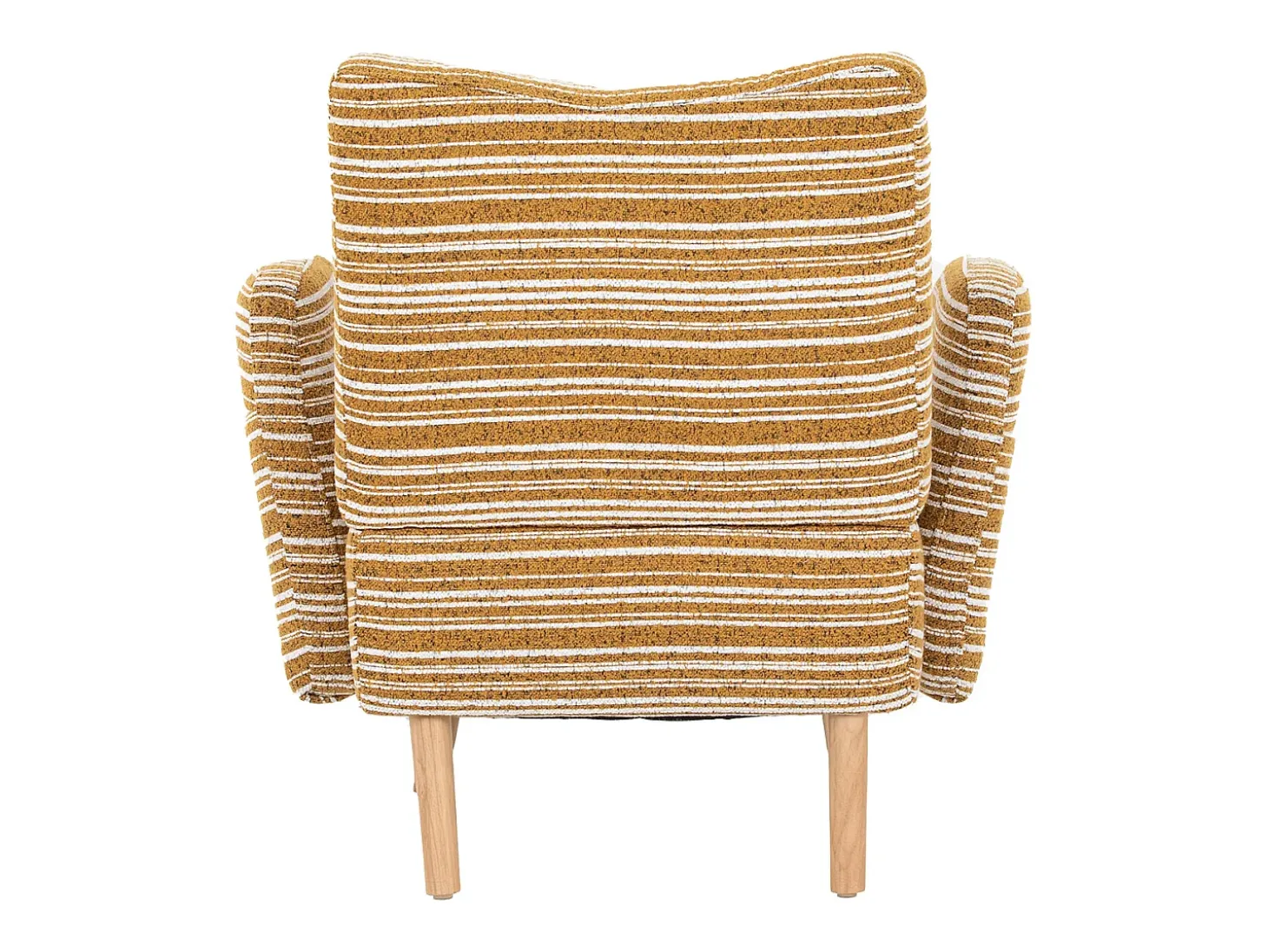 Sillón en tejido bouclé amarillo mostaza - Patas de madera