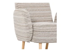 Sillón en tejido bouclé caqui - Patas de madera - Para salones, dormitorios y oficinas