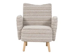 Sillón en tejido bouclé caqui - Patas de madera - Para salones, dormitorios y oficinas