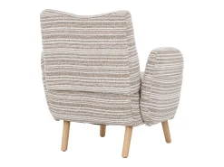 Sillón en tejido bouclé caqui - Patas de madera - Para salones, dormitorios y oficinas