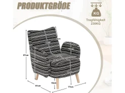 Sillón en tejido bouclé negro - Patas de madera - Para salones, dormitorios y oficinas